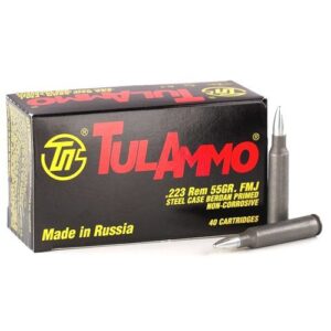 tulammo 223 55 Grain, also known as Tula Ammo, is a Russian Ammunition Factory based in Tula, Russia. A popular bulk buy for shooters in the United States