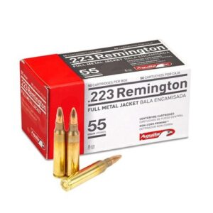 Aguila Ammunition’s remington 223 brass 55gr Full Metal Jacket (FMJ) is engineered to provide consistent performance, superior accuracy, and reliability.