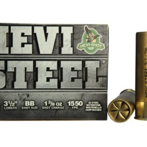 The hevi steel 3 inch 3 shot 12 Gauge Non-Toxic Shot is effective at ranges up to 50 yards, depending on the target species and environmental conditions.