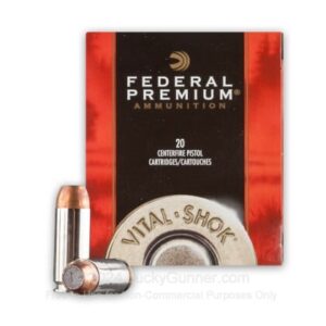Unlock unparalleled performance with Federal premium vital shok Ammunition in 10mm Auto 180 Grain Trophy Bonded Jacketed Soft Point. Elevate your shooting.