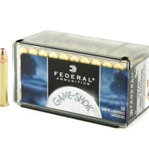 federal game shok 22 wmr 50 grain ammunition is well-known for its dependable ignition and consistent performance in various weather conditions.