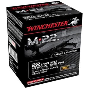 The winchester m-22 Ammunition 22 Long Rifle 40 Grain Black Plated Lead Round Nose is a top choice for shooters seeking reliability, accuracy, and value.