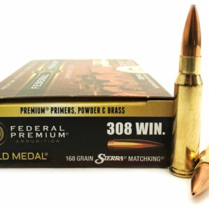 federal premium gold medal 308 win 168 grain sierra matchking. this ammunition delivers the performance you need to hit your target with confidence.