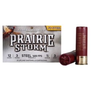 federal prairie storm 12 gauge Ammunition has a velocity of 1600 fps, ensuring fast, hard-hitting shots that can take down the game at a distance.