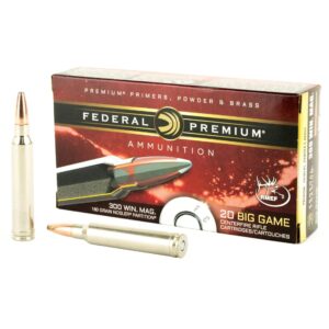 The federal premium 300 win mag nosler partition 180 Grain Box of 20 offers a perfect blend of precision, performance, and reliability.
