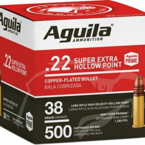 The aguila super extra high velocity ammunition is suitable for small game hunting due to its effective hollow point design and high velocity.